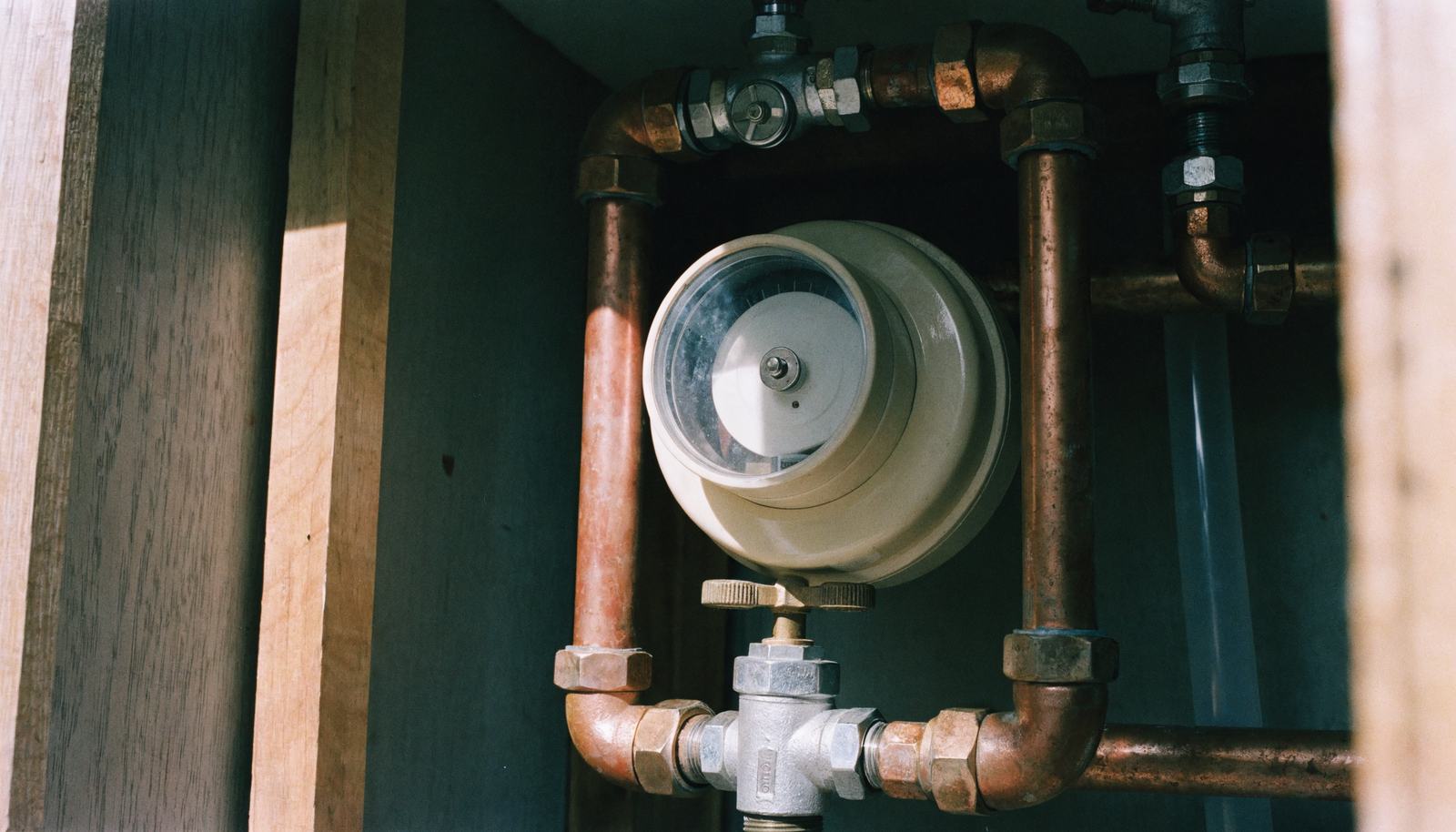 Compteur d'eau et vannes d'arrêt, illustration