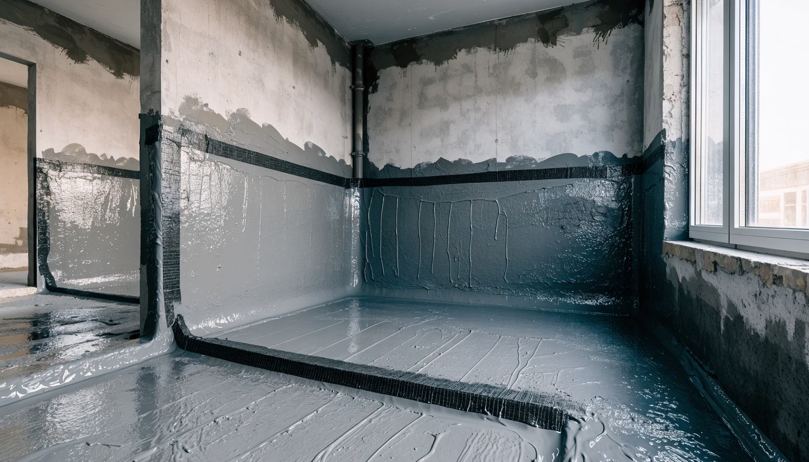 Étanchéité appliquée avant la pose du carrelage