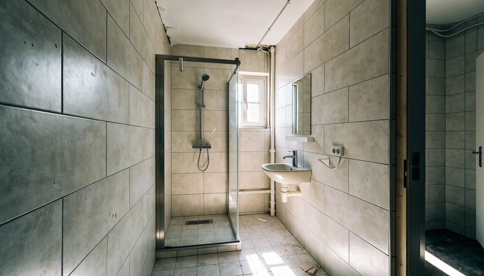 Petite salle de bain en fin de chantier